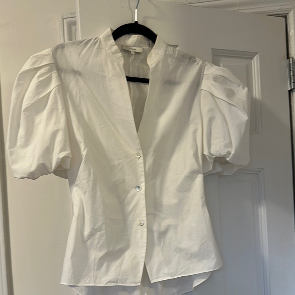 Vince Elegant White Puff Sleeve Blouse